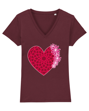 Valentine's Love Heart Daisies Burgundy