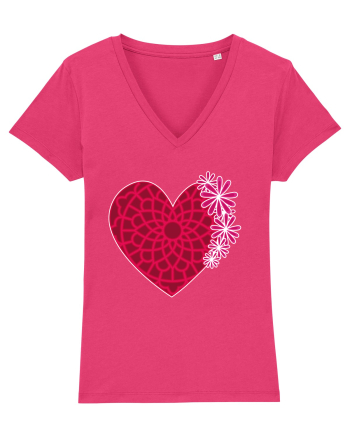 Valentine's Love Heart Daisies Raspberry