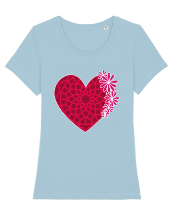 Valentine's Love Heart Daisies Sky Blue