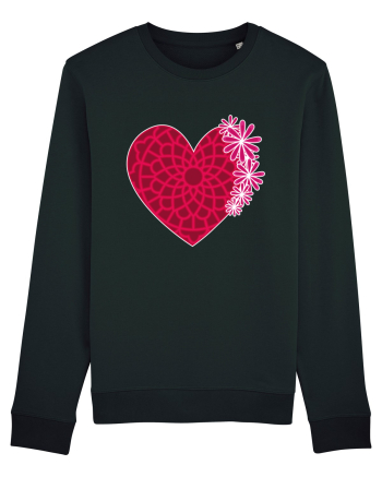 Valentine's Love Heart Daisies Black