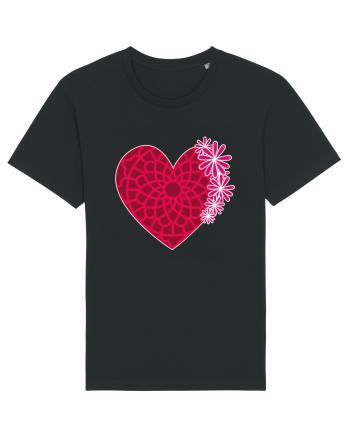 Valentine's Love Heart Daisies Black
