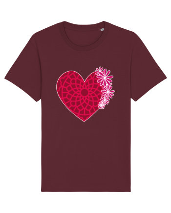 Valentine's Love Heart Daisies Burgundy