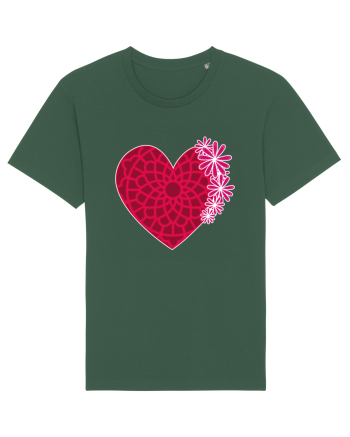 Valentine's Love Heart Daisies Bottle Green