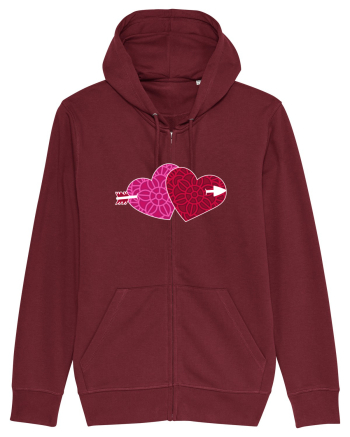 Valentine's Love Heart Double Arrow Burgundy