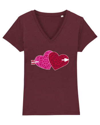 Valentine's Love Heart Double Arrow Burgundy
