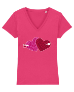 Valentine's Love Heart Double Arrow Tricou mânecă scurtă guler V Damă Evoker