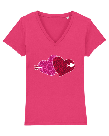 Valentine's Love Heart Double Arrow Raspberry
