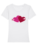 Valentine's Love Heart Double Arrow Tricou mânecă scurtă guler larg fitted Damă Expresser