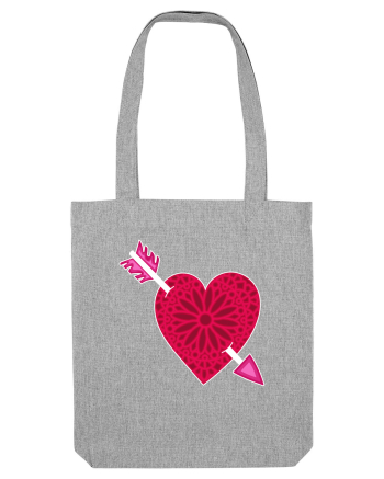 Valentine's Love Heart Arrow Heather Grey