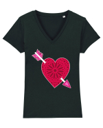 Valentine's Love Heart Arrow Tricou mânecă scurtă guler V Damă Evoker