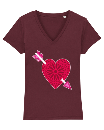 Valentine's Love Heart Arrow Burgundy