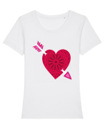 Valentine's Love Heart Arrow Tricou mânecă scurtă guler larg fitted Damă Expresser