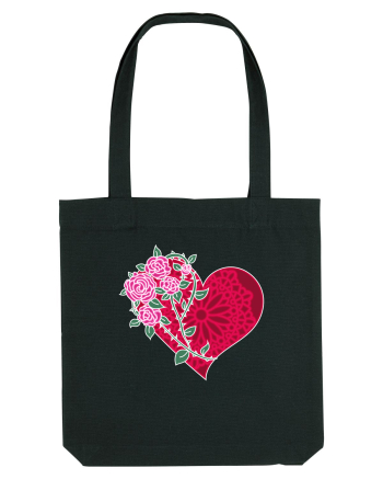 Valentine's Love Heart Roses Black