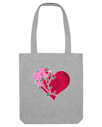 Valentine's Love Heart Roses Heather Grey