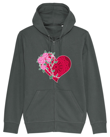Valentine's Love Heart Roses Anthracite