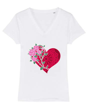 Valentine's Love Heart Roses White