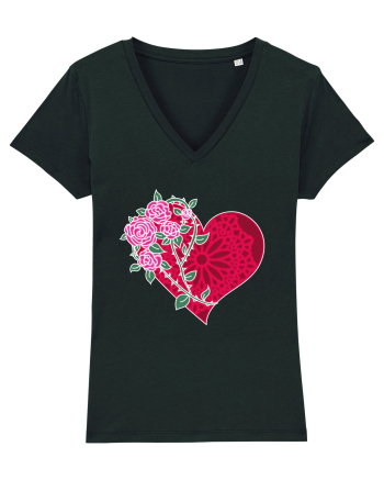 Valentine's Love Heart Roses Black