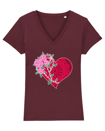 Valentine's Love Heart Roses Burgundy