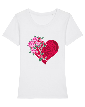 Valentine's Love Heart Roses White