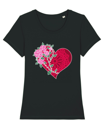 Valentine's Love Heart Roses Black