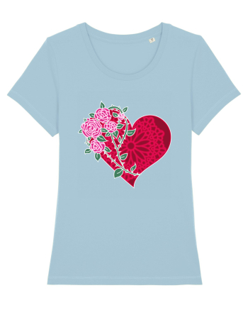 Valentine's Love Heart Roses Sky Blue