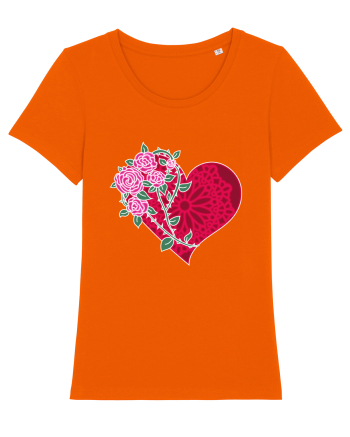 Valentine's Love Heart Roses Bright Orange