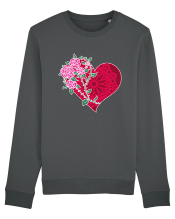 Valentine's Love Heart Roses Anthracite