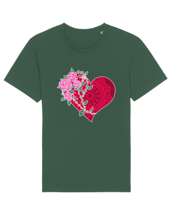 Valentine's Love Heart Roses Bottle Green