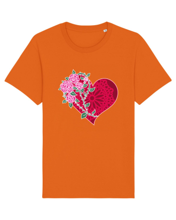 Valentine's Love Heart Roses Bright Orange