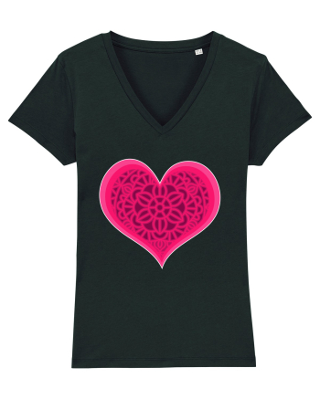 Valentine's Love Heart Mandala Black