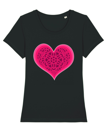 Valentine's Love Heart Mandala Black