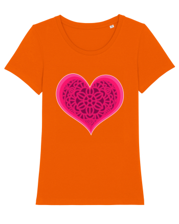 Valentine's Love Heart Mandala Bright Orange