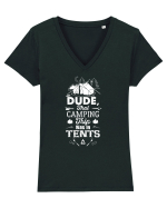 Camping in tents Tricou mânecă scurtă guler V Damă Evoker