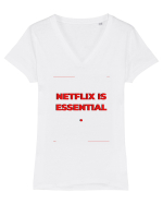 netflix is essential3 Tricou mânecă scurtă guler V Damă Evoker