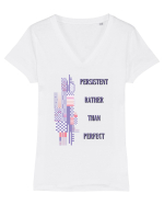 persistent rather than perfect3 Tricou mânecă scurtă guler V Damă Evoker