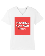 prioritize your own needs8 Tricou mânecă scurtă guler V Bărbat Presenter