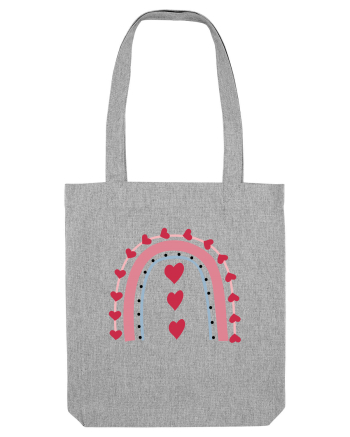 Rainbow Red Hearts Valentine Heather Grey