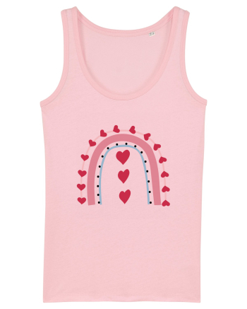 Rainbow Red Hearts Valentine Cotton Pink