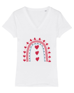 Rainbow Red Hearts Valentine Tricou mânecă scurtă guler V Damă Evoker
