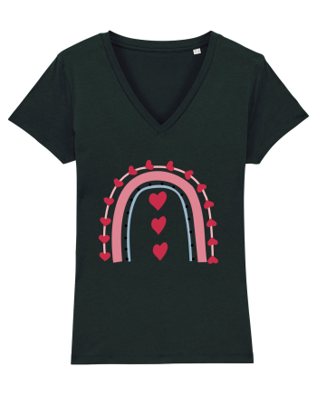 Rainbow Red Hearts Valentine Black