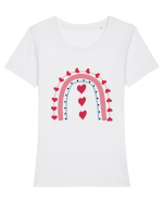 Rainbow Red Hearts Valentine Tricou mânecă scurtă guler larg fitted Damă Expresser