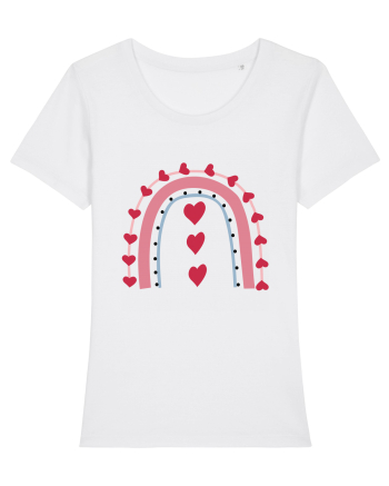Rainbow Red Hearts Valentine White