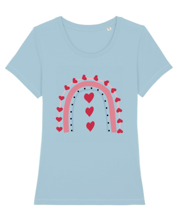 Rainbow Red Hearts Valentine Sky Blue