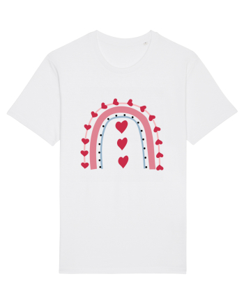 Rainbow Red Hearts Valentine White