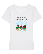 Plouă, plouă, babele se ouă Tricou mânecă scurtă guler larg fitted Damă Expresser