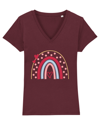Valentine Rainbow Dots Burgundy