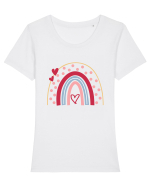 Valentine Rainbow Dots Tricou mânecă scurtă guler larg fitted Damă Expresser
