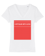 i am filled with love2 Tricou mânecă scurtă guler V Damă Evoker