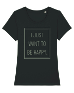 i just want to be happy7 Tricou mânecă scurtă guler larg fitted Damă Expresser