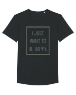 i just want to be happy7 Tricou mânecă scurtă guler larg Bărbat Skater
